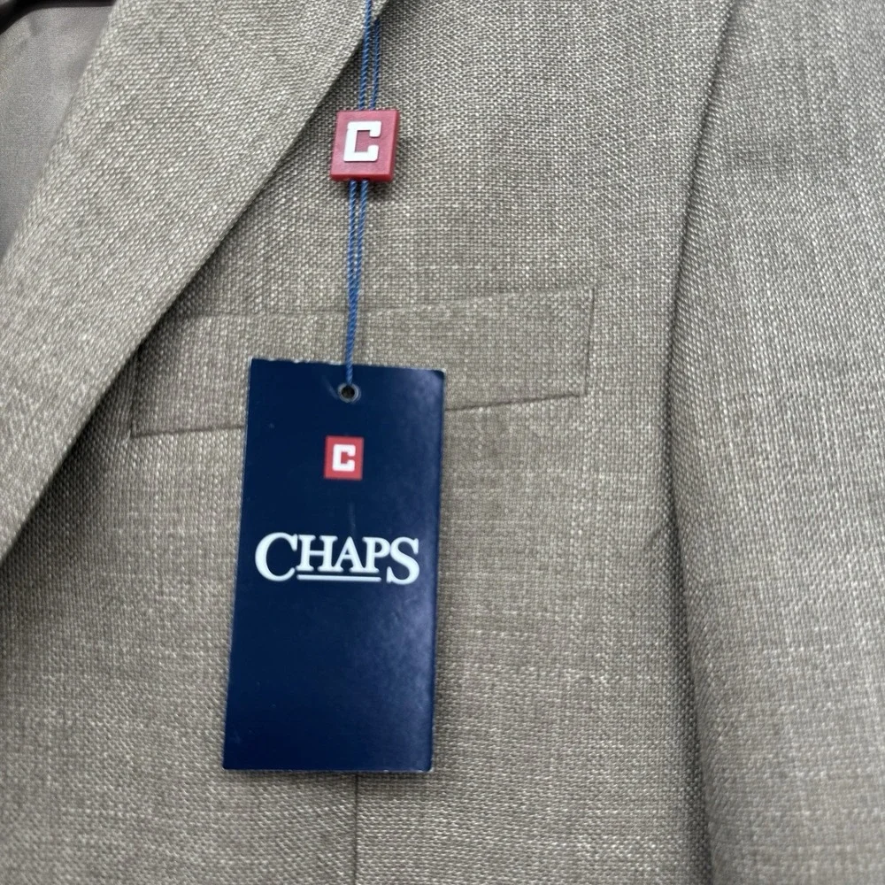 Chaps Men's Classic Fit Sport Coat Blazer 38R Tan Linen Blend‎ Two Button NWT